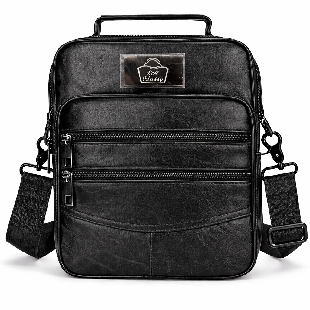 SACLASSY Genuine Leather Messenger Shoulder Crossbody Functional Bag 6199