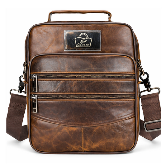 SACLASSY Genuine Leather Messenger Shoulder Crossbody Functional Bag 6199