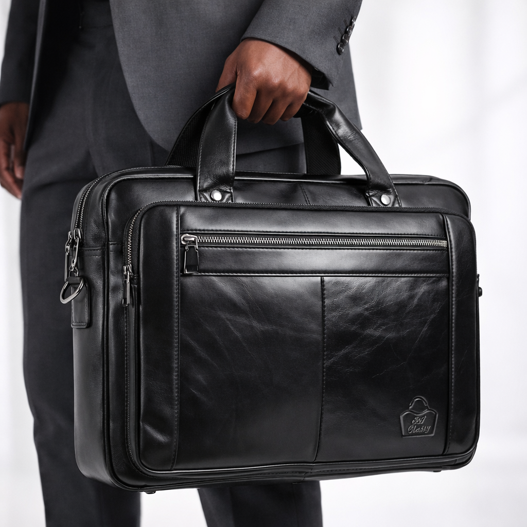 SACLASSY Genuine Leather Briefcase for Men – Premium Laptop Bag with Shoulder Strap, Business Work Bag with Multiple Compartments, Professional Office Messenger Bag 5079