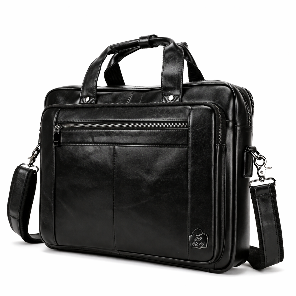 SACLASSY Genuine Leather Briefcase for Men – Premium Laptop Bag with Shoulder Strap, Business Work Bag with Multiple Compartments, Professional Office Messenger Bag 5079