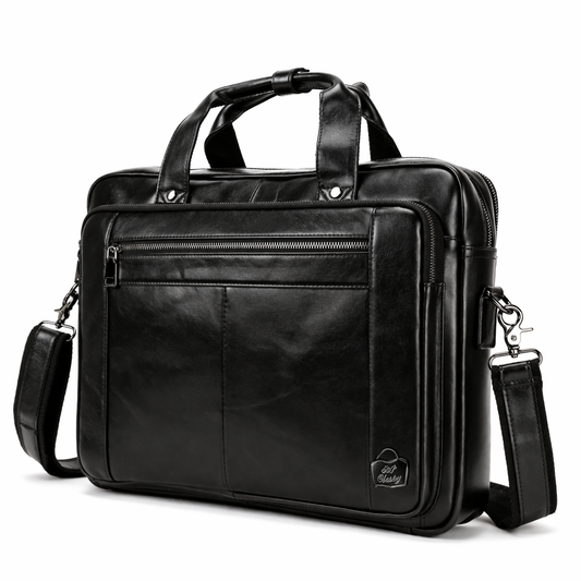 SACLASSY Genuine Leather Briefcase for Men – Premium Laptop Bag with Shoulder Strap, Business Work Bag with Multiple Compartments, Professional Office Messenger Bag 5079