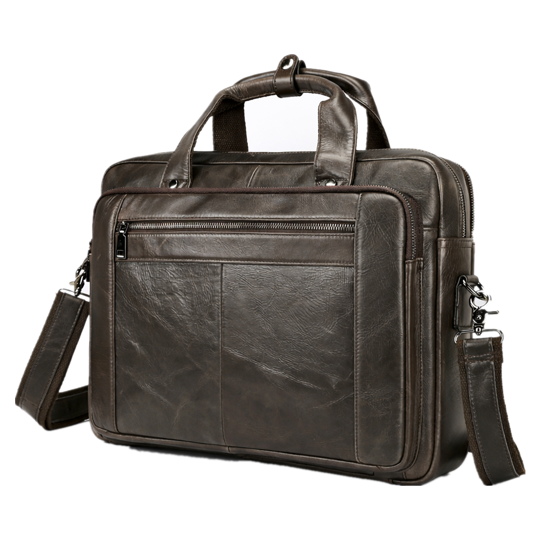 SACLASSY Genuine Leather Briefcase for Men – Premium Laptop Bag with Shoulder Strap, Business Work Bag with Multiple Compartments, Professional Office Messenger Bag 5079