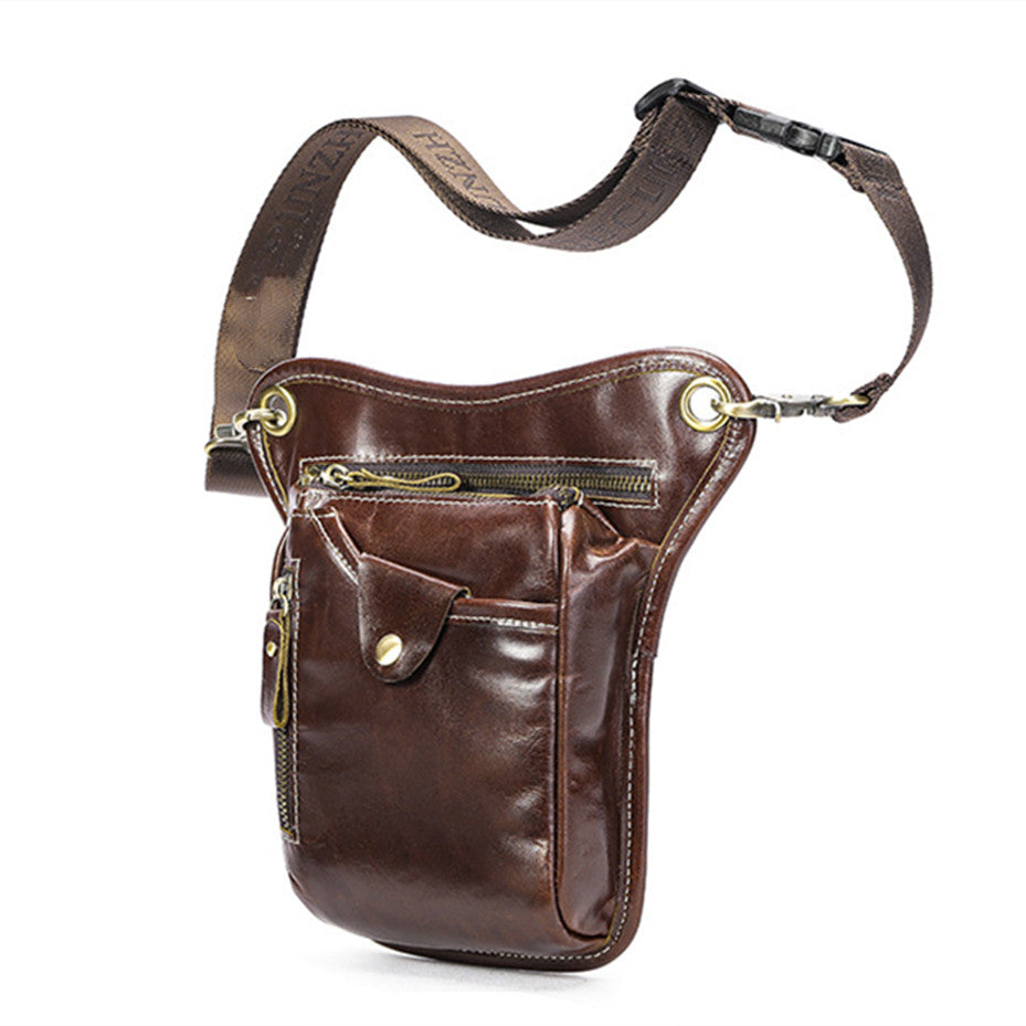 SACLASSY Genuine Leather Waist Bag for Men – Vintage Crossbody Chest Bag with Zipper Pockets, Adjustable Strap, Travel Utility Belt Bag for Phone, Wallet & Essentials