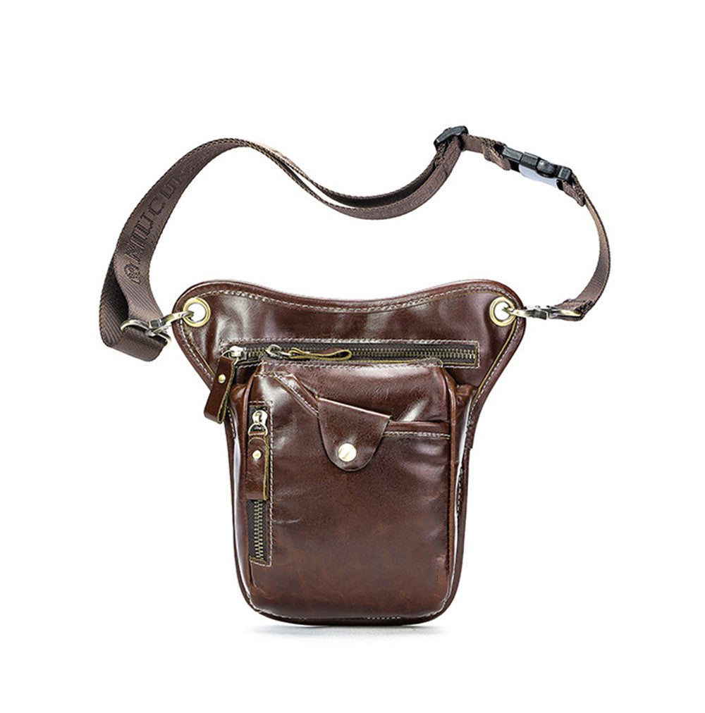 SACLASSY Genuine Leather Waist Bag for Men – Vintage Crossbody Chest Bag with Zipper Pockets, Adjustable Strap, Travel Utility Belt Bag for Phone, Wallet & Essentials