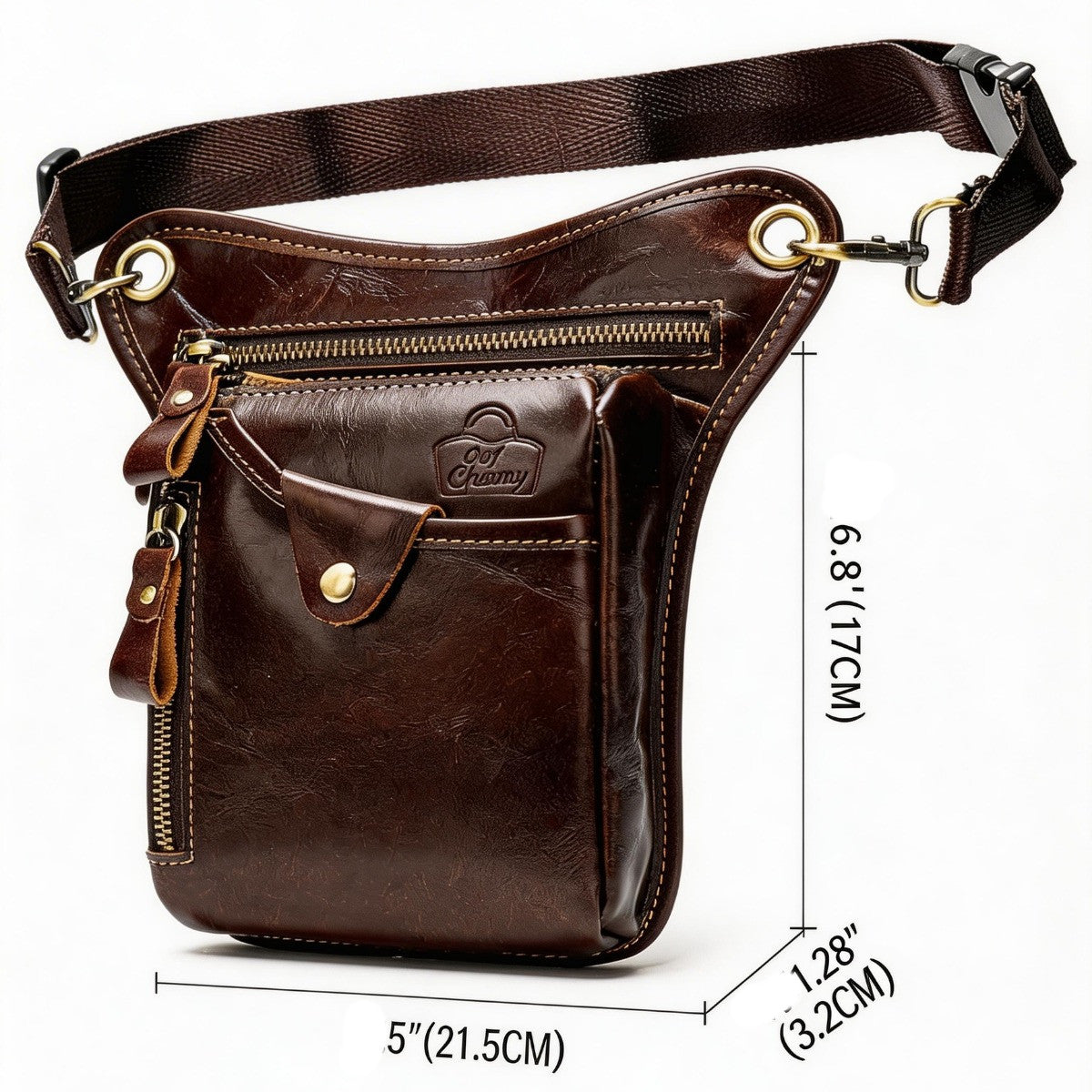 SACLASSY Genuine Leather Waist Bag for Men – Vintage Crossbody Chest Bag with Zipper Pockets, Adjustable Strap, Travel Utility Belt Bag for Phone, Wallet & Essentials