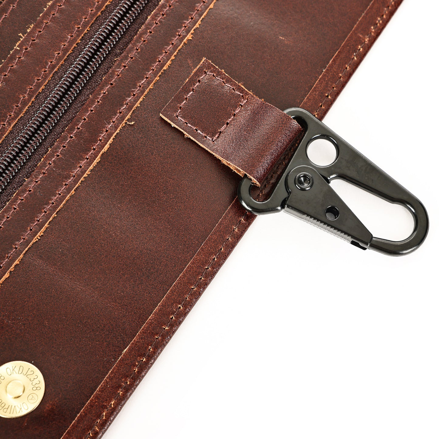 SACLASSY Genuine Leather Hanging Toiletry Bag Travel Organizer with Multiple Pockets and Hook for Men and Women 3340