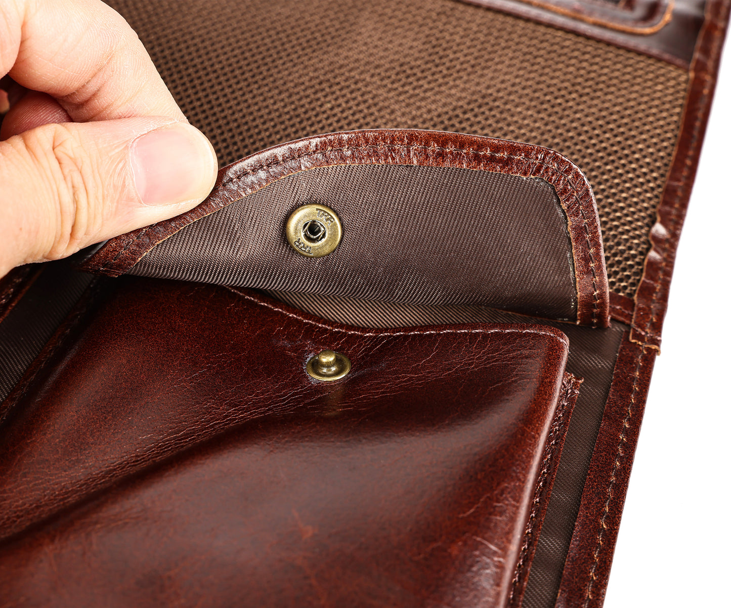SACLASSY Genuine Leather Hanging Toiletry Bag Travel Organizer with Multiple Pockets and Hook for Men and Women 3340