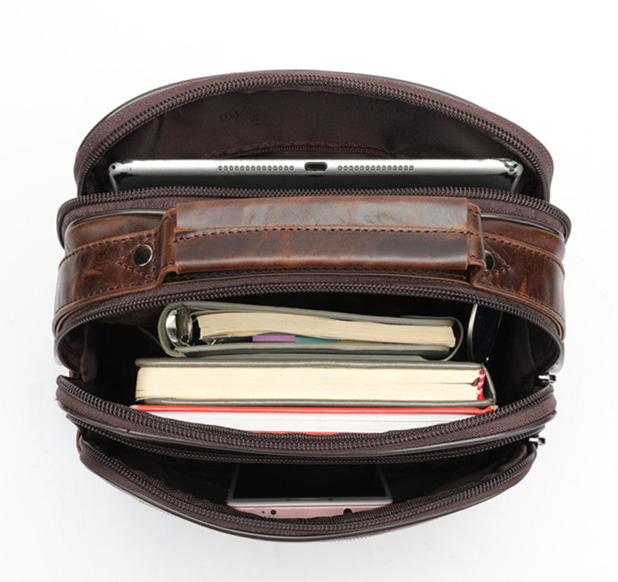 SACLASSY Genuine Leather Messenger Shoulder Crossbody Functional Bag 6199