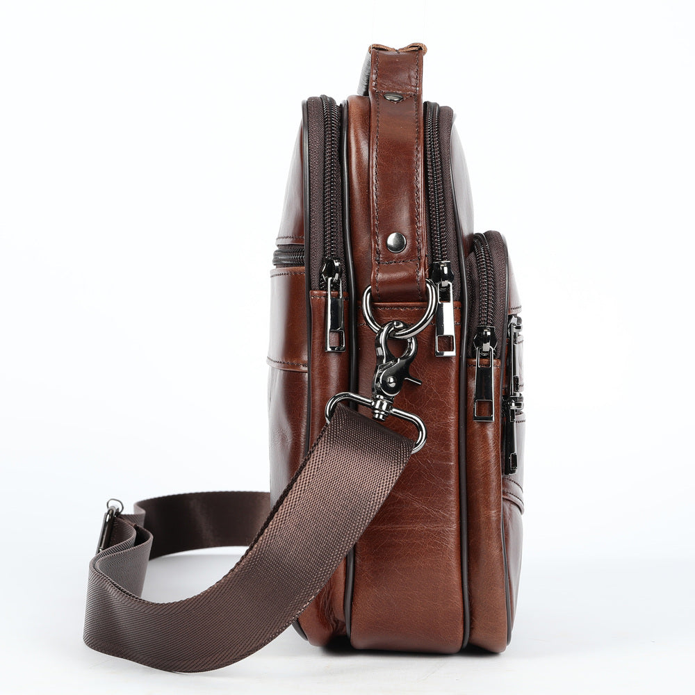 SACLASSY Genuine Leather Messenger Shoulder Crossbody Functional Bag 6199