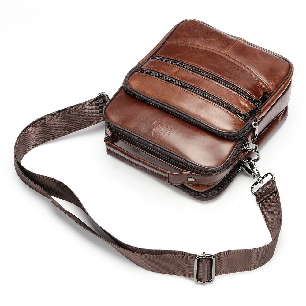 SACLASSY Genuine Leather Messenger Shoulder Crossbody Functional Bag 6199