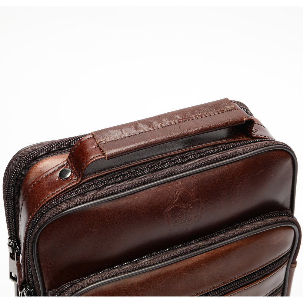 SACLASSY Genuine Leather Messenger Shoulder Crossbody Functional Bag 6199
