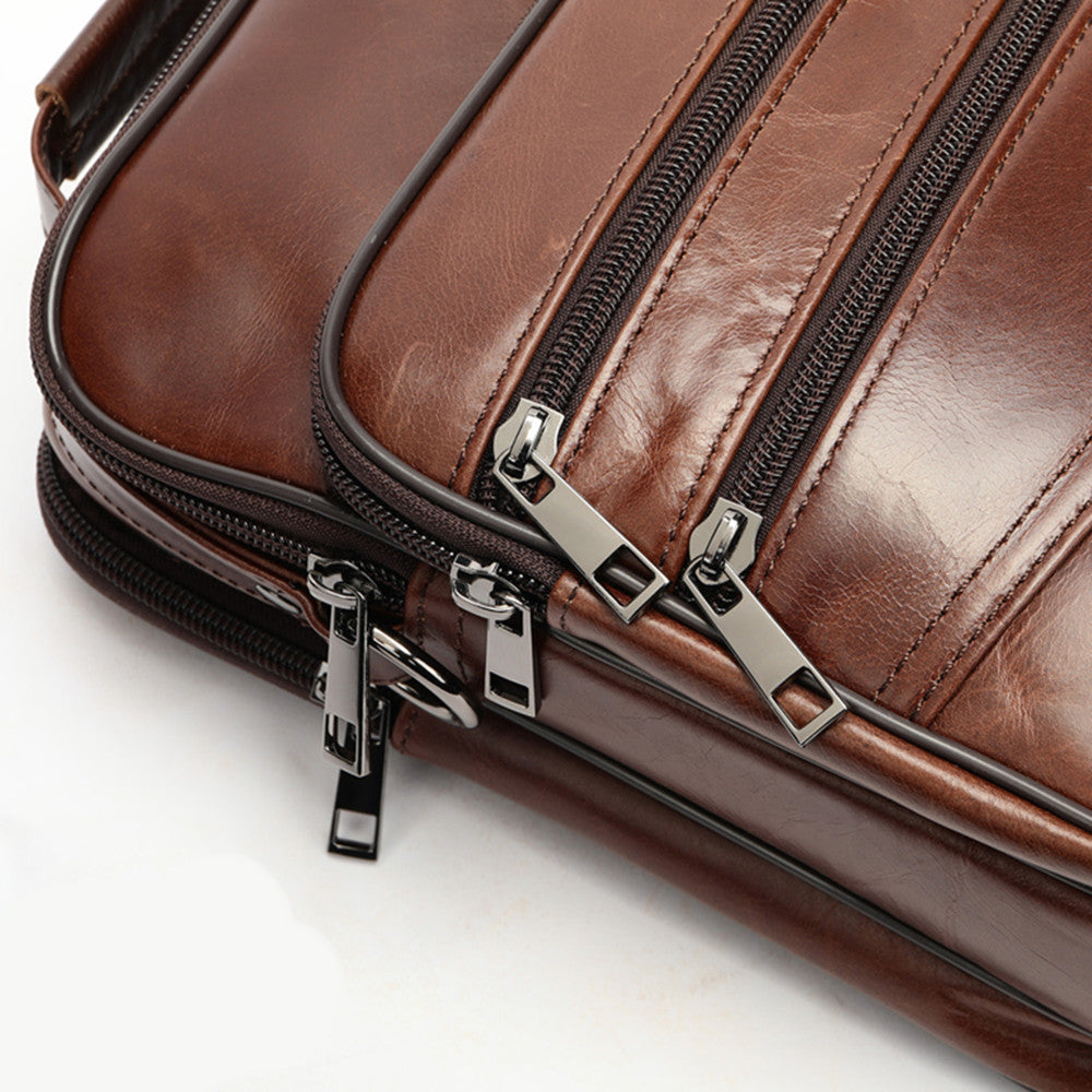 SACLASSY Genuine Leather Messenger Shoulder Crossbody Functional Bag 6199