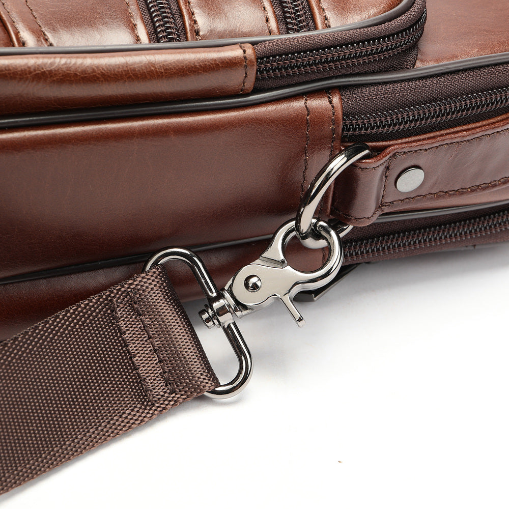 SACLASSY Genuine Leather Messenger Shoulder Crossbody Functional Bag 6199